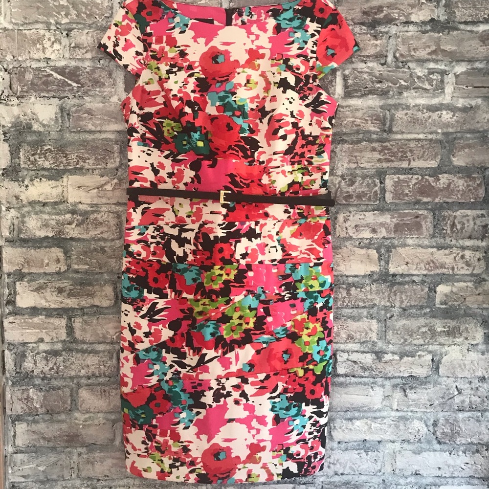 AGB bright multi colored flowered dress